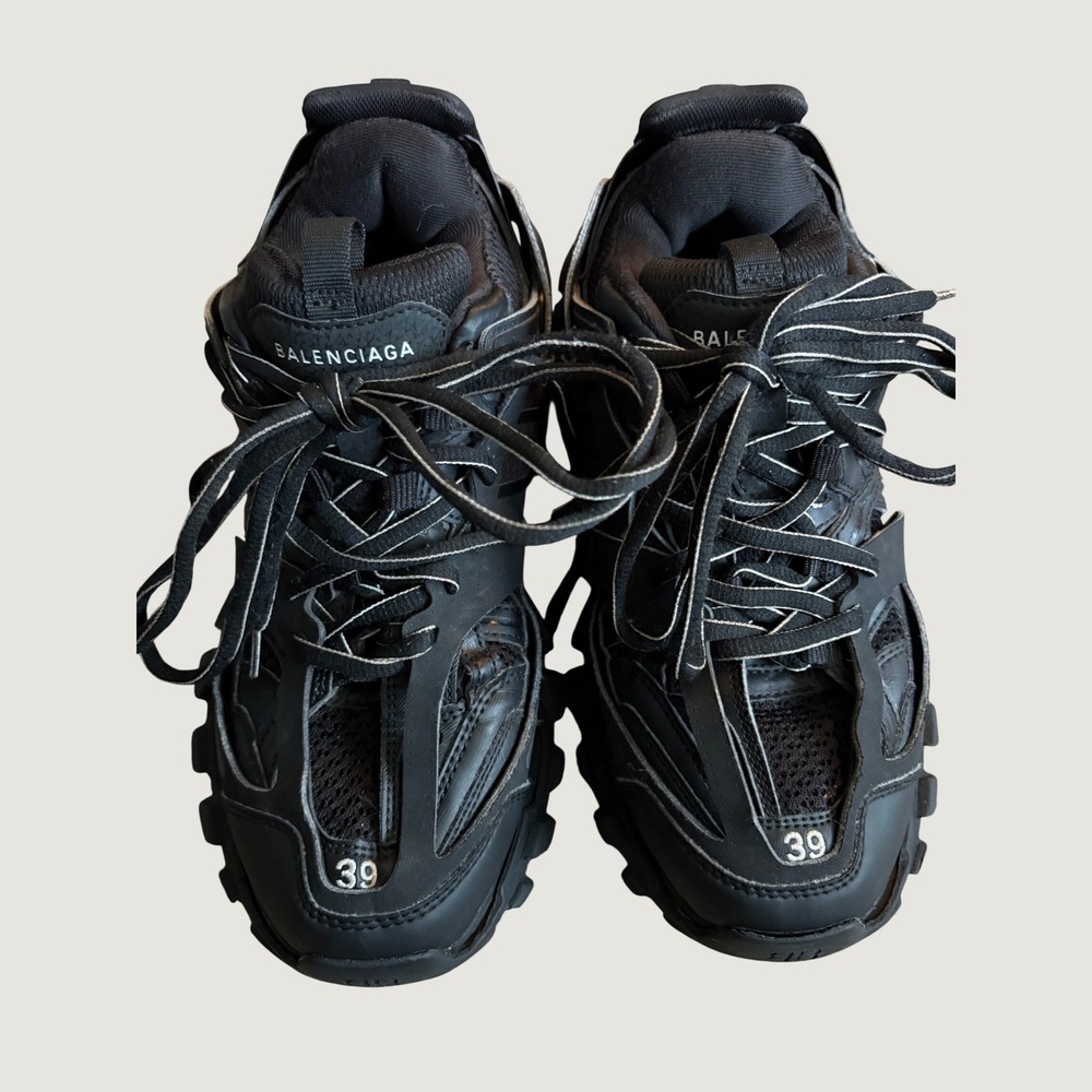Balenciaga Track Sneakers Black Mesh Nylon Low Top Shoes Size 39